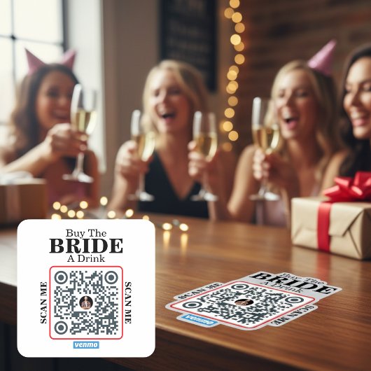 Venmo QR Code Kauf der Braut ein Getränk Junggesel Quadratischer Aufkleber