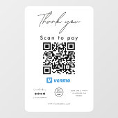 Venmo QR Code Logo Scan to Pay Vielen Dank Fensteraufkleber (Blatt)