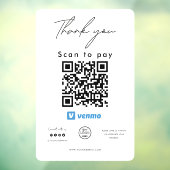 Venmo QR Code Logo Scan to Pay Vielen Dank Fensteraufkleber (Blatt 3)