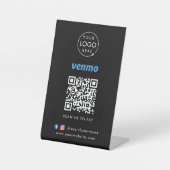 Venmo QR Code Payment Black Scan to Pay Business Sockelschild (Vorderseite)