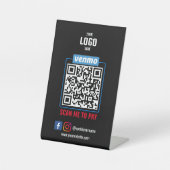 Venmo QR Code Payment Black Scan to Pay Business Sockelschild (Vorderseite)