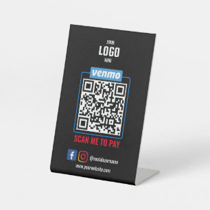 Venmo QR Code Payment Black Scan to Pay Business Sockelschild