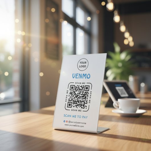 Venmo QR Code Payment | Scan to Pay Business Logo Sockelschild