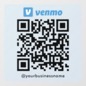 Venmo QR Code Payment Scan zu zahlen Soft Navy Fensteraufkleber (Blatt)