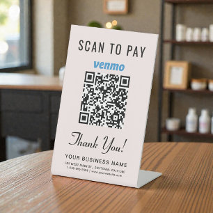 Venmo QR-Code Pink Scanne zum Bezahlen Sockelschild