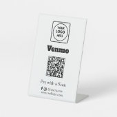 Venmo QR Code | Scan to Pay Custom Business Logo Sockelschild (Vorderseite)