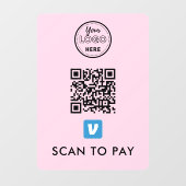 Venmo QR Code Scan zu bezahlen Moderne Logo rosa Fensteraufkleber (Blatt)