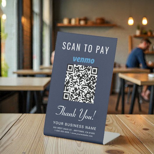 Venmo QR-Code-Scan zum Bezahlen Blaues Geschäft Sockelschild