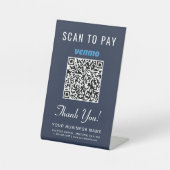 Venmo QR-Code-Scan zum Bezahlen Blaues Geschäft Sockelschild (Vorderseite)