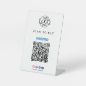 Venmo-QR-Code-Scan zum Bezahlen des Geschäftslogo- Sockelschild (Vorderseite)