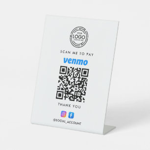 VENMO QR CODE SCAN ZUR BEZAHLUNG IHRES LOGO-GESCHÄ SOCKELSCHILD