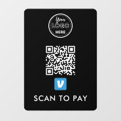 Venmo QR Code Scan zur Bezahlung moderner Logo sch Fensteraufkleber (Blatt)