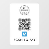 Venmo QR Code Scan zur Bezahlung moderner Logos We Fensteraufkleber (Blatt)