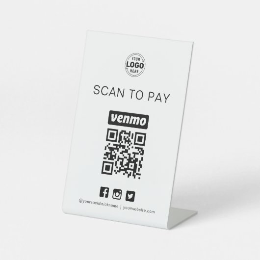 Venmo QR Code Signature Scan zur Bezahlung von Ges Sockelschild (Vorderseite)