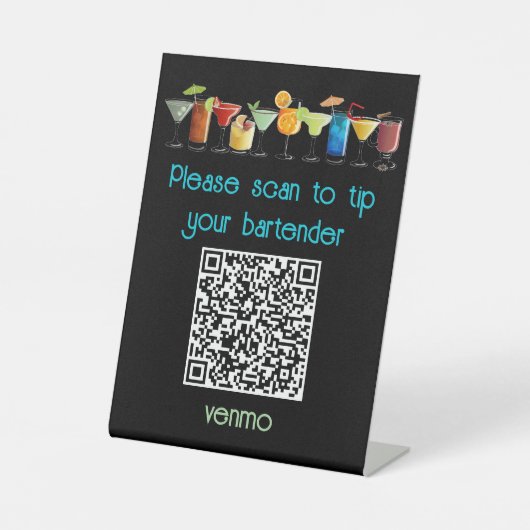 Venmo QR-Code-Tipp-Schild | Sockelschild (Vorderseite)