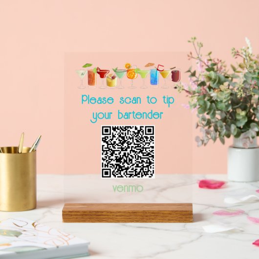 Venmo QR Code Tipp-Zeichen | Acrylschild (Hochzeit)