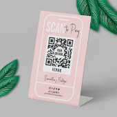 Venmo QR Code Zahlung Blush Pink Logo Scanner Sockelschild