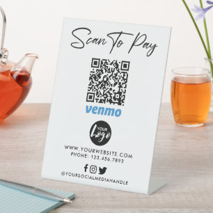 Venmo QR Code Zahlung Logo scannen, um zu zahlen Sockelschild