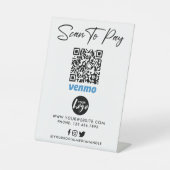 Venmo QR Code Zahlung | Logo scannen, um zu zahlen Sockelschild (Vorderseite)