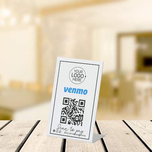 Venmo QR Code Zahlung Logo Script Social Media Sockelschild