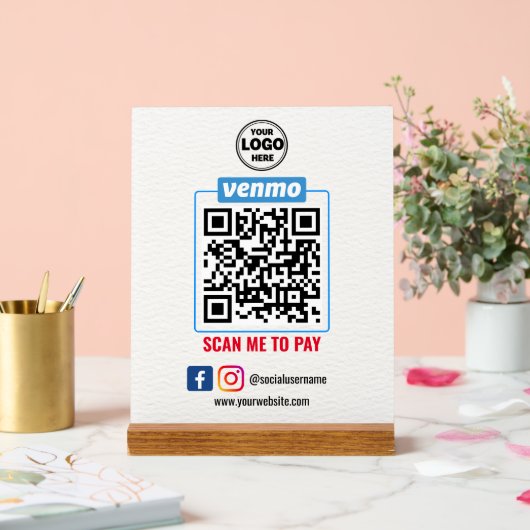 Venmo QR Code Zahlung | Recherche, um Unternehmen Acrylschild (Hochzeit)