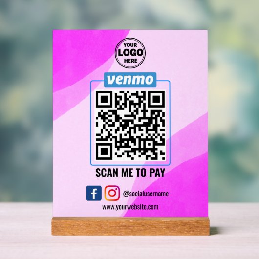 Venmo QR Code Zahlung | Recherche, um Unternehmen Acrylschild (Neutral)
