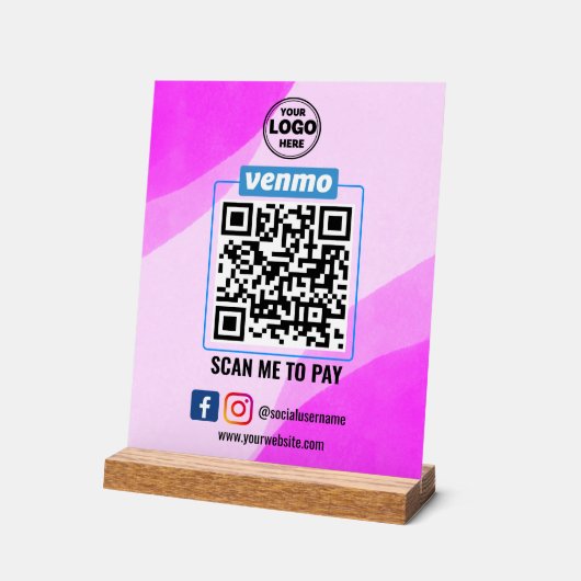 Venmo QR Code Zahlung | Recherche, um Unternehmen Acrylschild (Winkel)