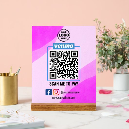 Venmo QR Code Zahlung | Recherche, um Unternehmen Acrylschild (Hochzeit)
