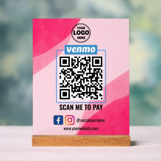 Venmo QR Code Zahlung | Recherche, um Unternehmen Acrylschild (Neutral)