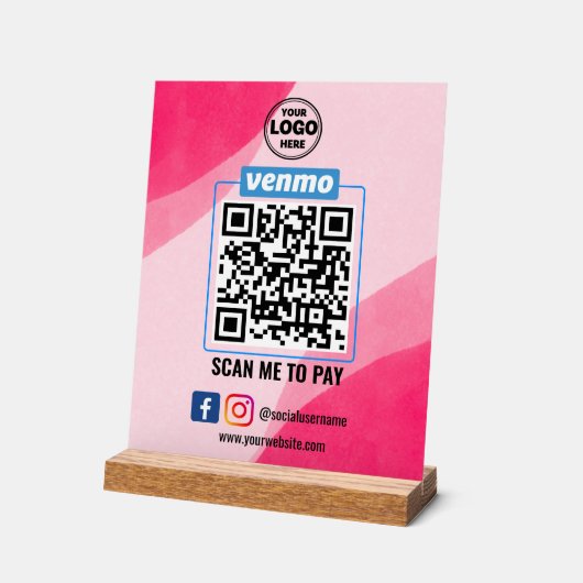 Venmo QR Code Zahlung | Recherche, um Unternehmen Acrylschild (Winkel)