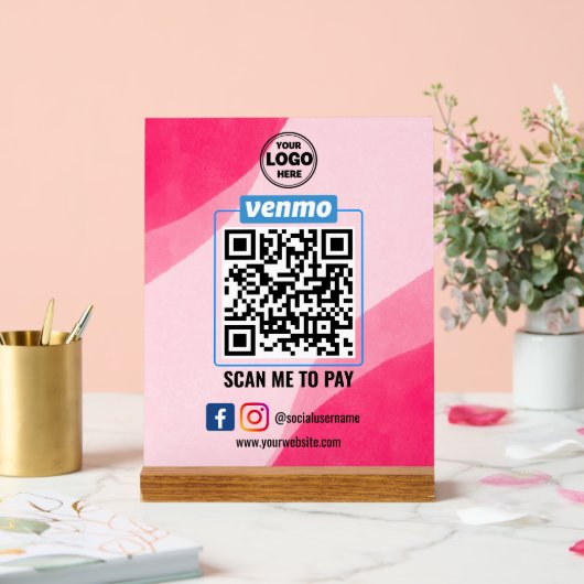 Venmo QR Code Zahlung | Recherche, um Unternehmen Acrylschild (Hochzeit)