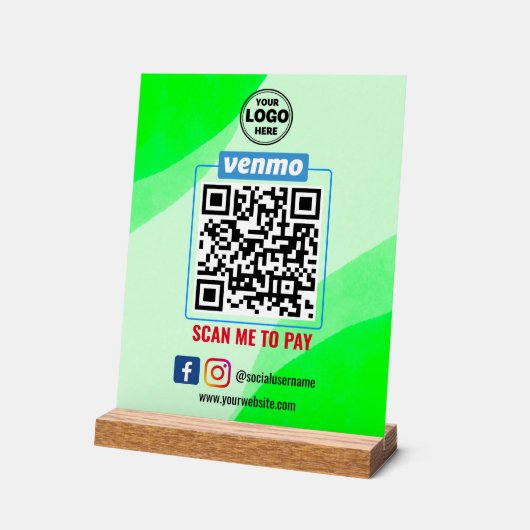 Venmo QR Code Zahlung | Recherche, um Unternehmen Acrylschild (Winkel)