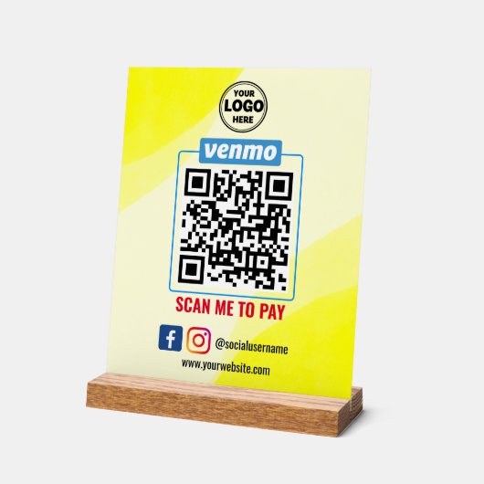 Venmo QR Code Zahlung | Recherche, um Unternehmen Acrylschild (Winkel)