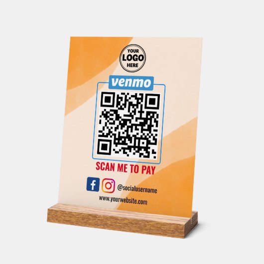 Venmo QR Code Zahlung | Recherche, um Unternehmen Acrylschild (Winkel)