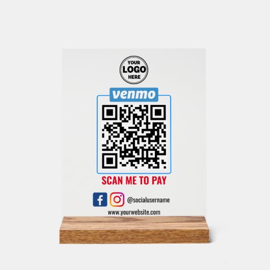 Venmo QR Code Zahlung | Recherche, um Unternehmen  Acrylschild (Vorderseite)