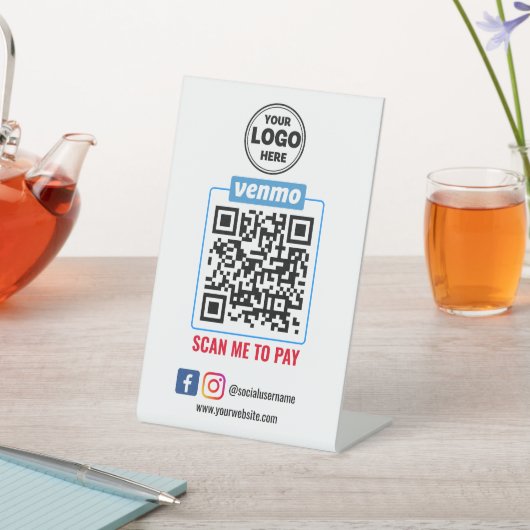 Venmo QR Code Zahlung | Recherche, um Unternehmen Sockelschild (In SItu)