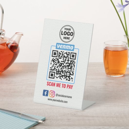Venmo QR Code Zahlung | Recherche, um Unternehmen  Sockelschild (In SItu)