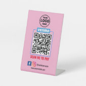 Venmo QR Code Zahlung | Recherche, um Unternehmen Sockelschild (Vorderseite)