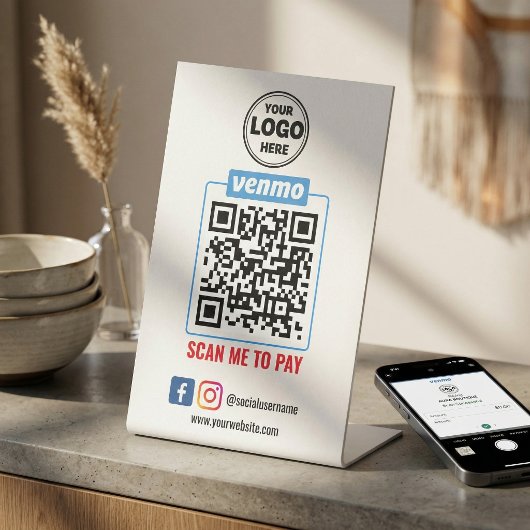 Venmo QR Code Zahlung | Recherche, um Unternehmen Sockelschild