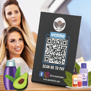Venmo QR Code Zahlung   Recherche, um Unternehmen  Sockelschild