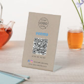 Venmo QR Code Zahlung | Rustikales Kraft-Logo Sockelschild (In SItu)