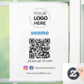 Venmo QR Code Zahlung | Scan to Pay Business Logo Fensteraufkleber (Zuhause)