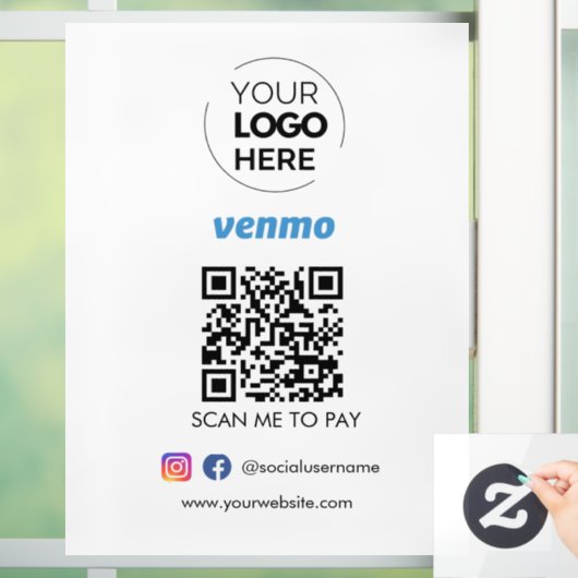 Venmo QR Code Zahlung | Scan to Pay Business Logo Fensteraufkleber (Zuhause)