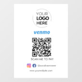 Venmo QR Code Zahlung | Scan to Pay Business Logo Fensteraufkleber (Blatt)