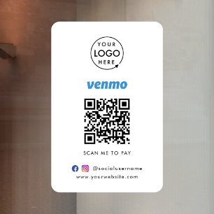Venmo QR Code Zahlung Scan to Pay Business Logo Fensteraufkleber
