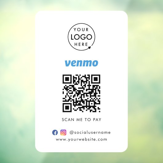Venmo QR Code Zahlung | Scan to Pay Business Logo Fensteraufkleber (Blatt 3)