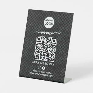 Venmo QR Code Zahlung   Scan to Pay Business Logo Sockelschild