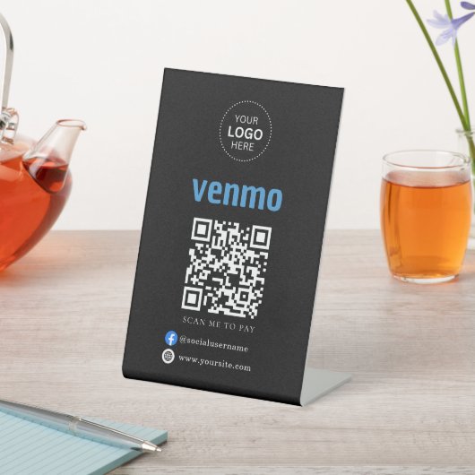 Venmo QR Code Zahlung | Scan to Pay Business Logo Sockelschild (In SItu)