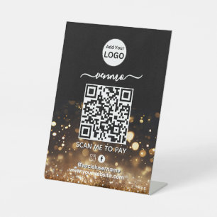 Venmo QR Code Zahlung   Scan to Pay Business Logo Sockelschild
