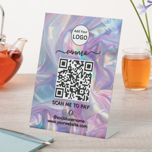 Venmo QR Code Zahlung | Scan to Pay Business Logo Sockelschild (In Situ)